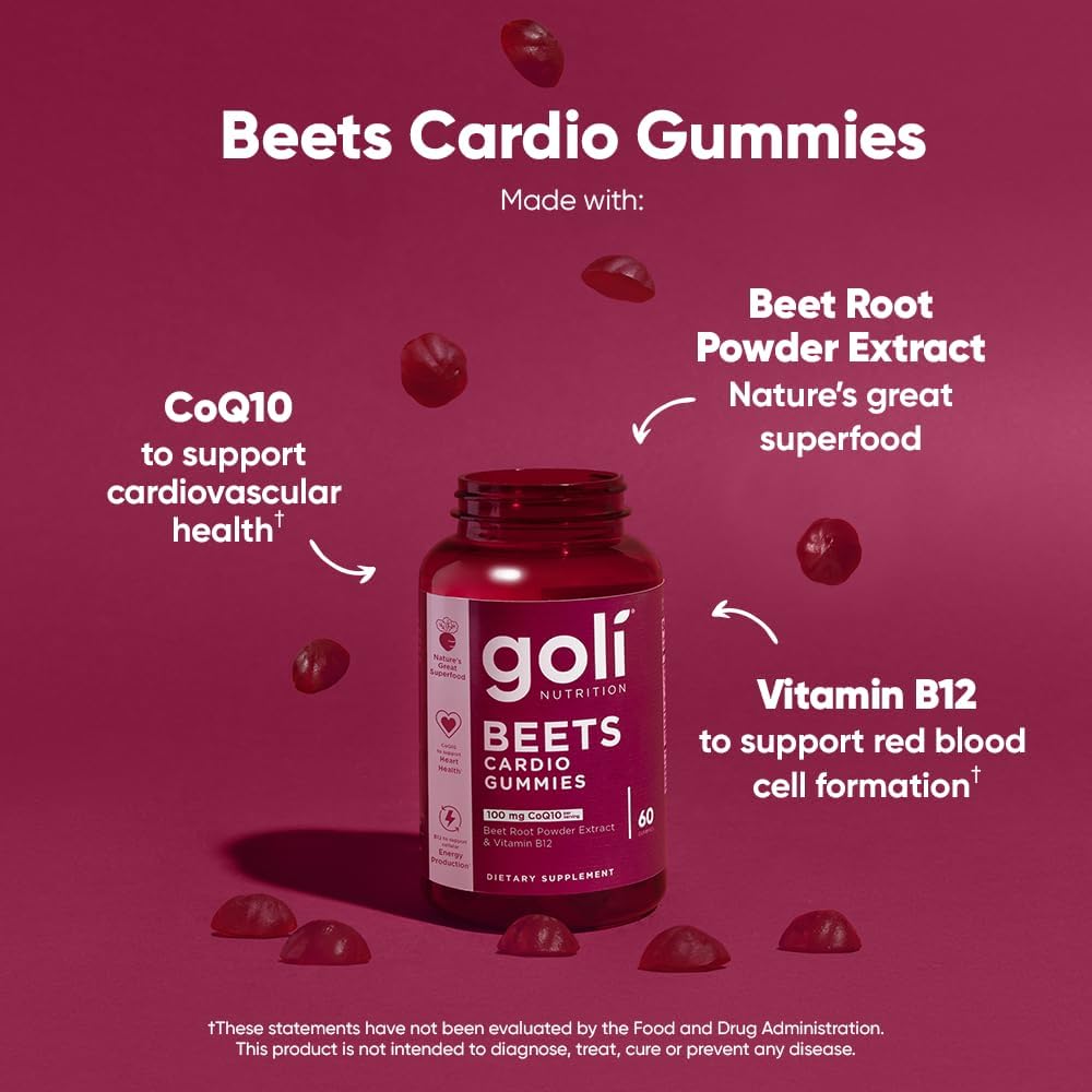 Goli Beets Cardio Gummy Beet Root Extract & 100mg CoQ10, GlutenFree
