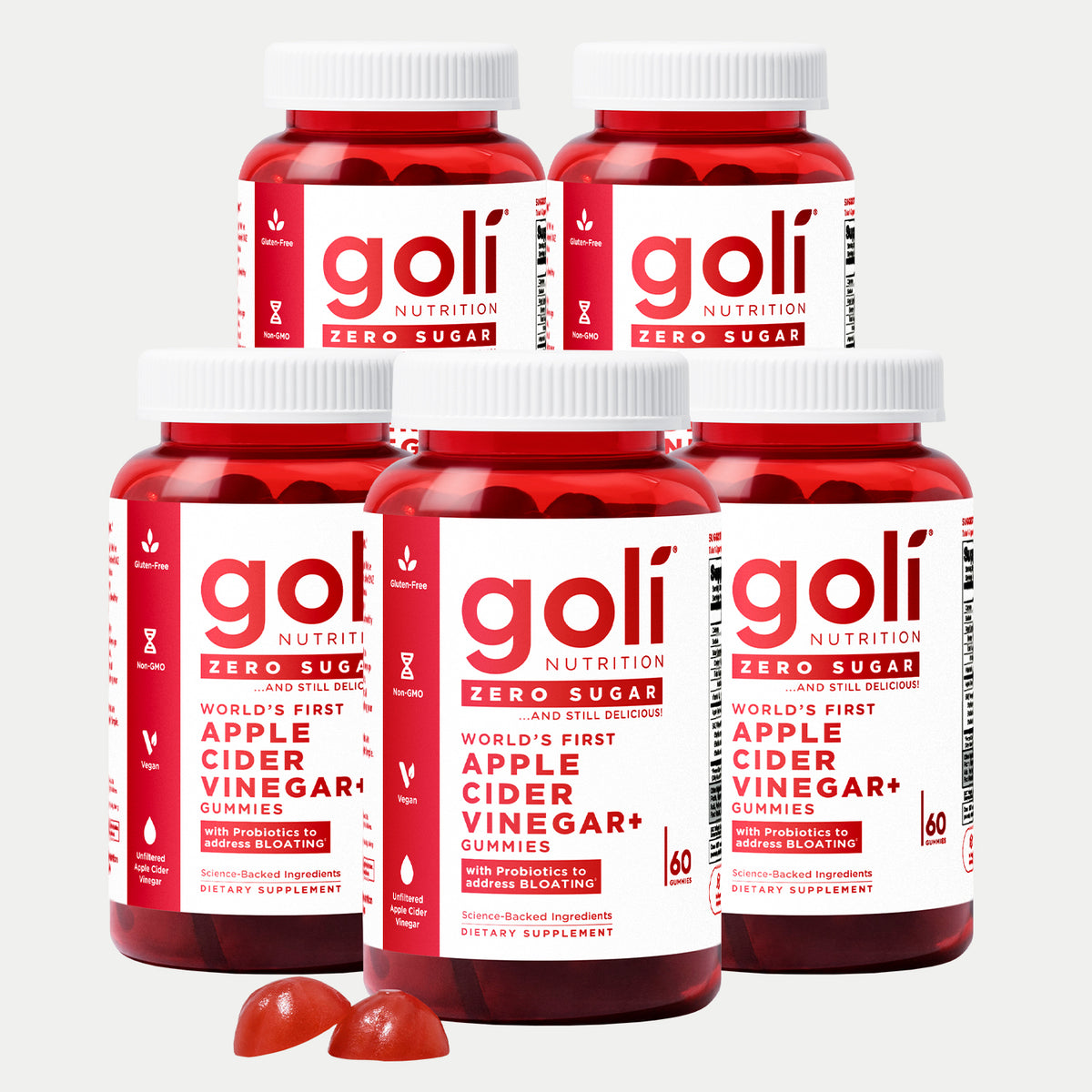 5 Bottles of Zero Sugar ACV+ Gummies | Goli®