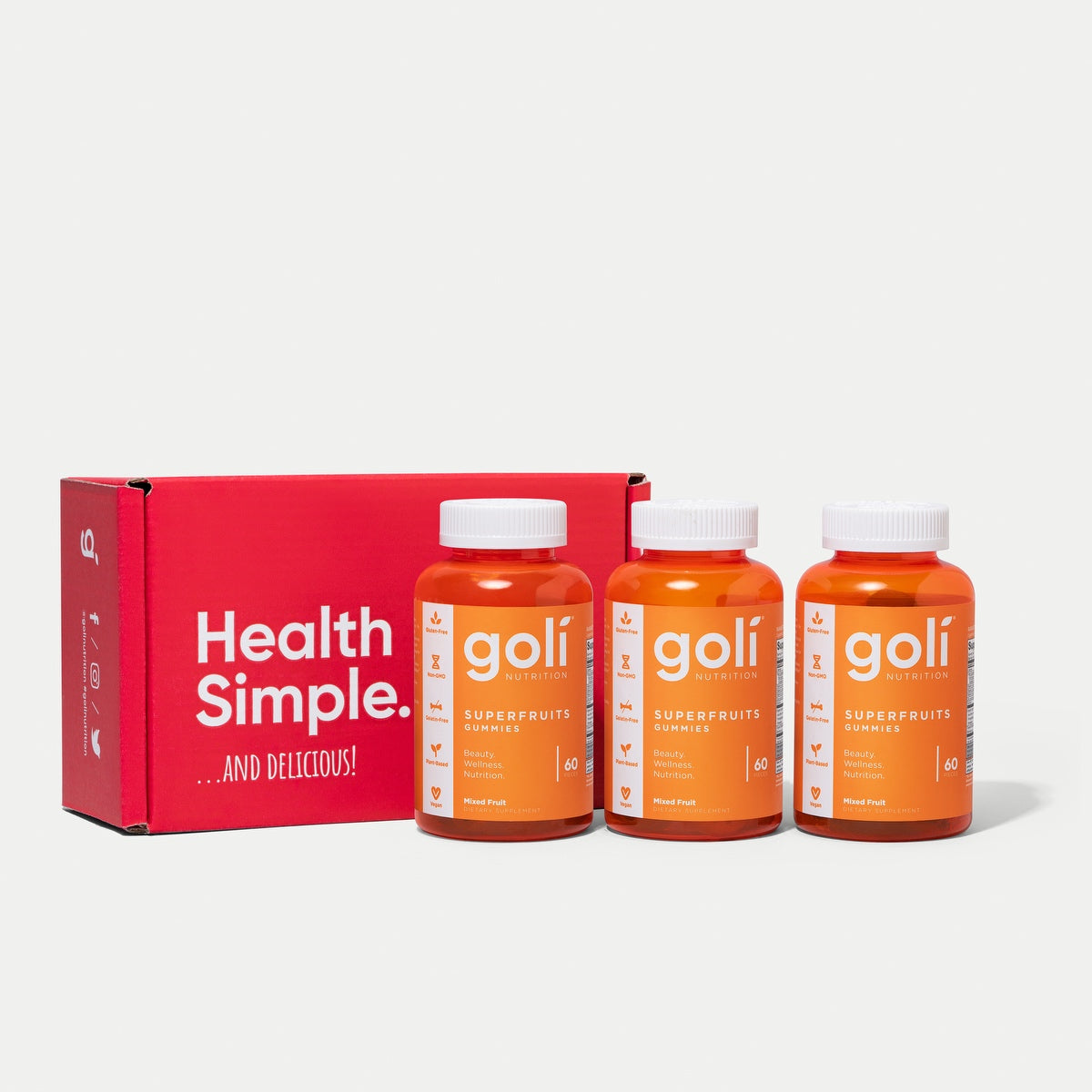 3 bouteilles de gommages de superfruits, bonus de fidélité